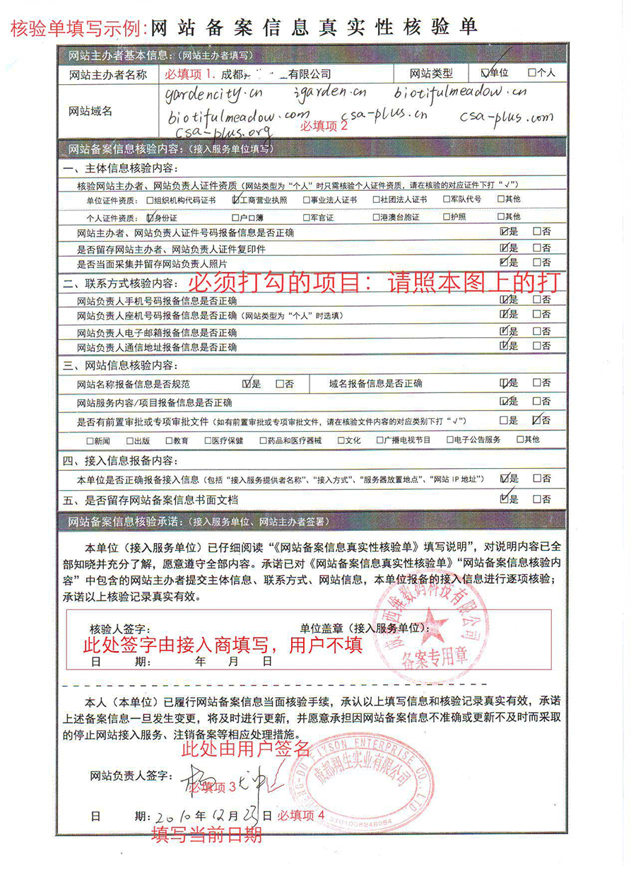 核验单填写示例